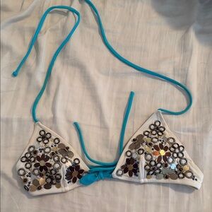 Victoria's Secret Blue and White Bikini Top